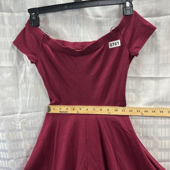Windsor Womens Dress High Low Stretch Off Shoulder Color Red Burgundy Size S - Picture 10 of 16